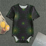 Purple And Green Spider Web Print Men's Bodysuit