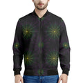 Purple And Green Spider Web Print Men's Bomber Jacket