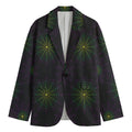 Purple And Green Spider Web Print Men's Cotton Blazer