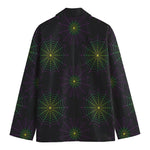 Purple And Green Spider Web Print Men's Cotton Blazer