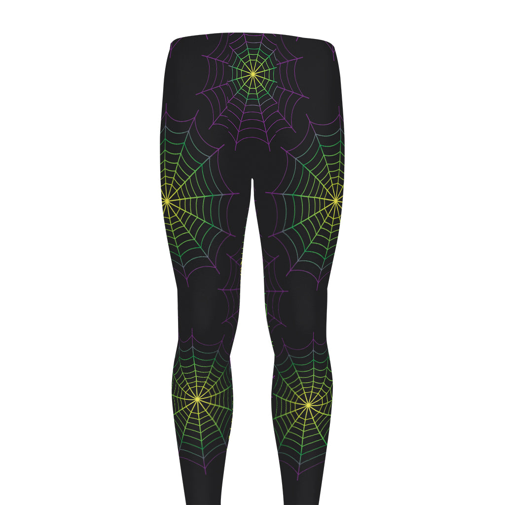 Purple And Green Spider Web Print Men's leggings