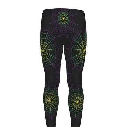 Purple And Green Spider Web Print Men's leggings