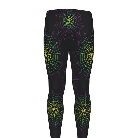 Purple And Green Spider Web Print Men's leggings