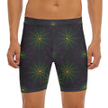 Purple And Green Spider Web Print Men's Long Boxer Briefs