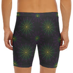 Purple And Green Spider Web Print Men's Long Boxer Briefs