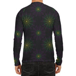 Purple And Green Spider Web Print Men's Long Sleeve Rash Guard