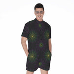 Purple And Green Spider Web Print Men's Rompers