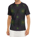 Purple And Green Spider Web Print Men's Short Sleeve Rash Guard