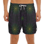 Purple And Green Spider Web Print Men's Split Running Shorts