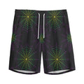Purple And Green Spider Web Print Men's Athletic Shorts