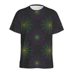 Purple And Green Spider Web Print Men's Sports T-Shirt