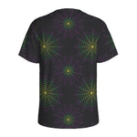 Purple And Green Spider Web Print Men's Sports T-Shirt