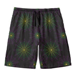 Purple And Green Spider Web Print Men's Swim Trunks