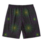 Purple And Green Spider Web Print Men's Swim Trunks