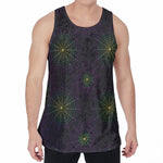 Purple And Green Spider Web Print Men's Velvet Tank Top