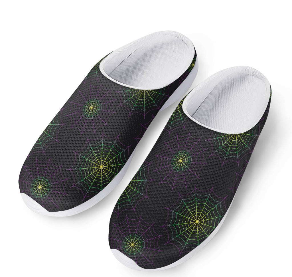 Purple And Green Spider Web Print Mesh Casual Shoes