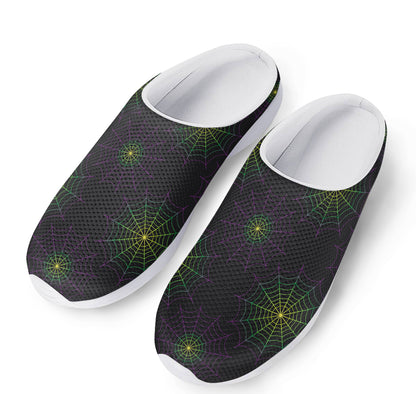 Purple And Green Spider Web Print Mesh Casual Shoes