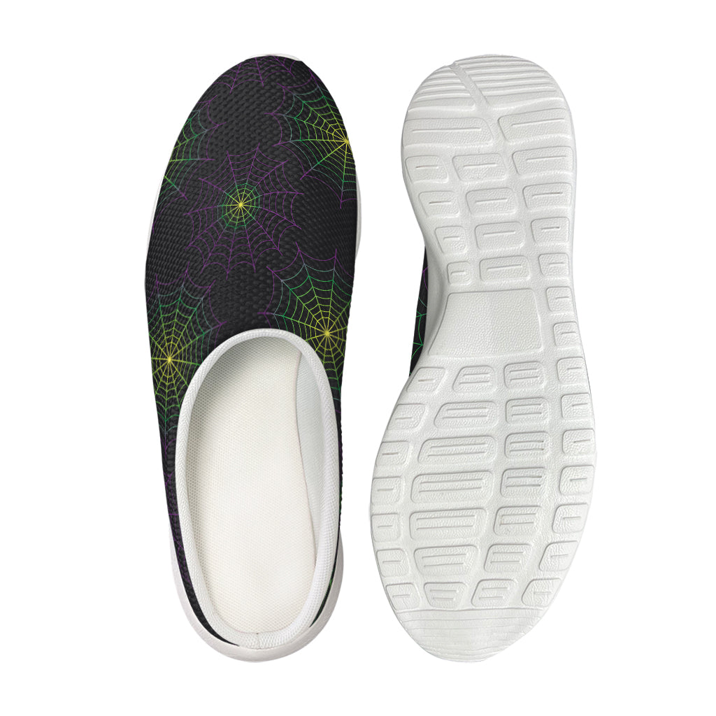 Purple And Green Spider Web Print Mesh Casual Shoes
