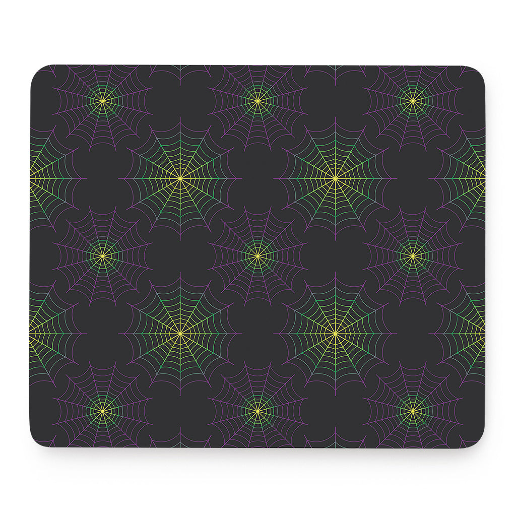 Purple And Green Spider Web Print Mouse Pad