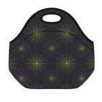Purple And Green Spider Web Print Neoprene Lunch Bag