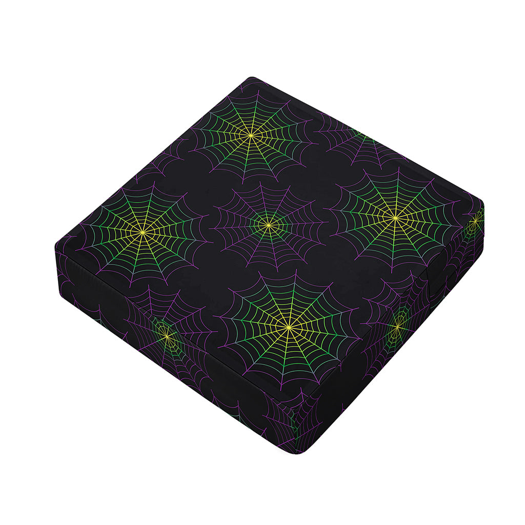 Purple And Green Spider Web Print Outdoor Seat Cushion Cover
