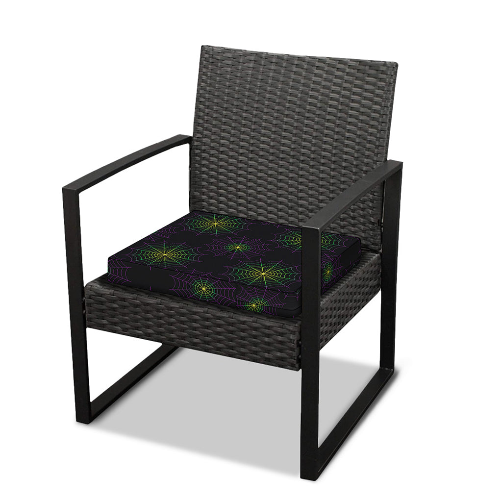 Purple And Green Spider Web Print Outdoor Seat Cushion Cover