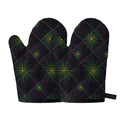 Purple And Green Spider Web Print Oven Mitts