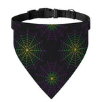 Purple And Green Spider Web Print Over The Collar Dog Bandana
