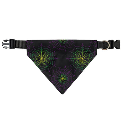 Purple And Green Spider Web Print Over The Collar Dog Bandana