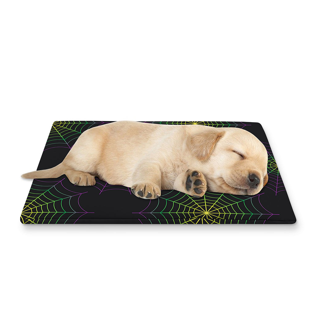 Purple And Green Spider Web Print Pet Cooling Mat Cover