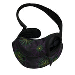 Purple And Green Spider Web Print Pet Sling Carrier