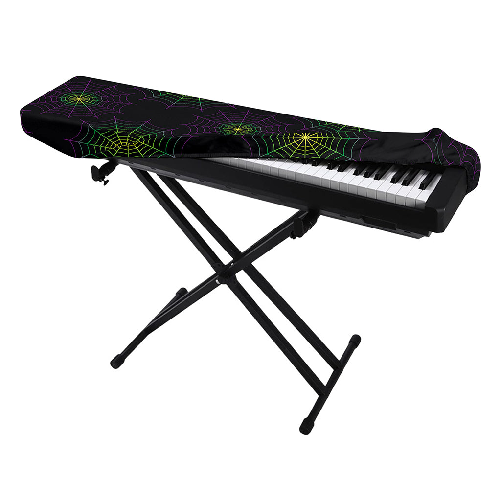 Purple And Green Spider Web Print Piano Keyboard Cover