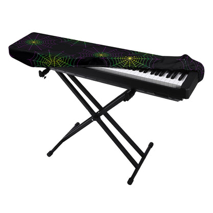 Purple And Green Spider Web Print Piano Keyboard Cover