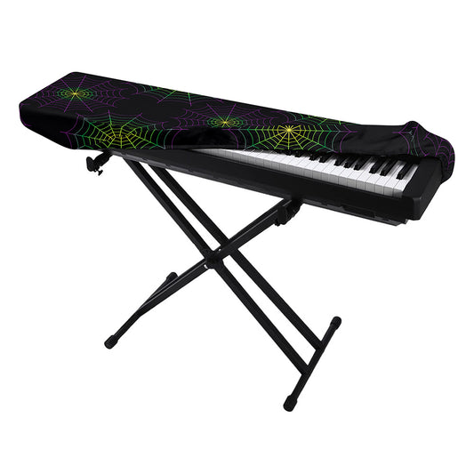 Purple And Green Spider Web Print Piano Keyboard Cover