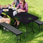 Purple And Green Spider Web Print Picnic Table Cover