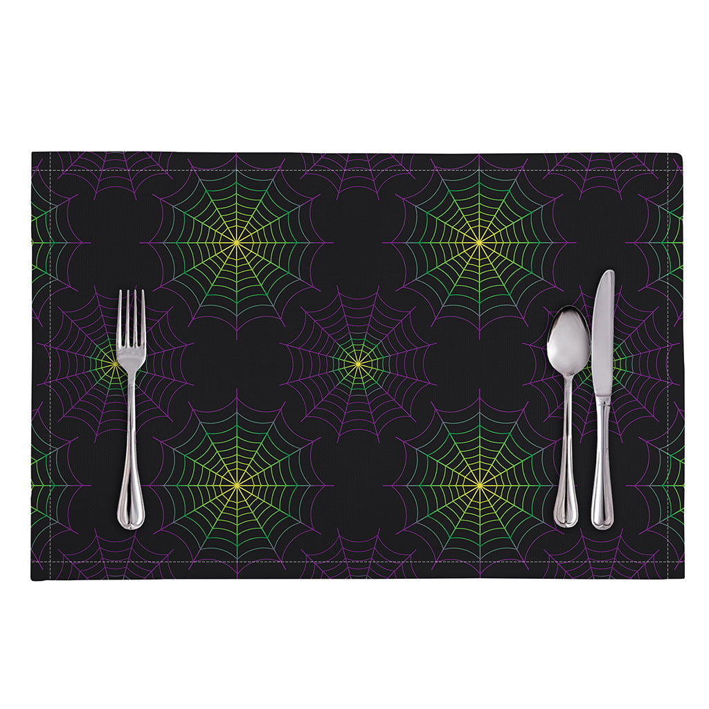 Purple And Green Spider Web Print Placemat