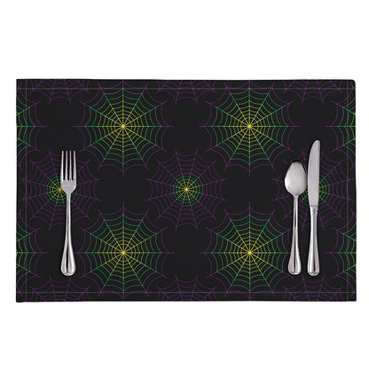 Purple And Green Spider Web Print Placemat