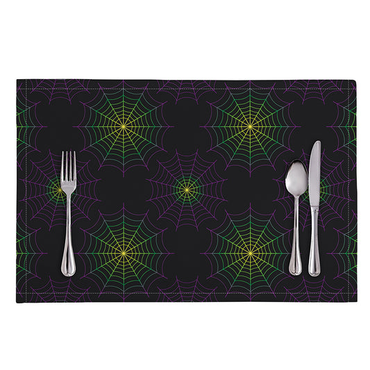 Purple And Green Spider Web Print Placemat