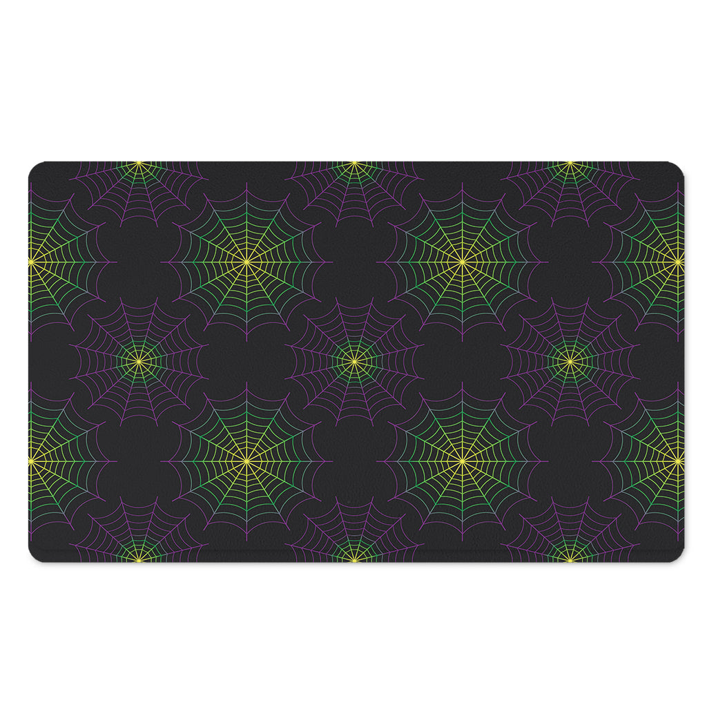 Purple And Green Spider Web Print Polyester Doormat