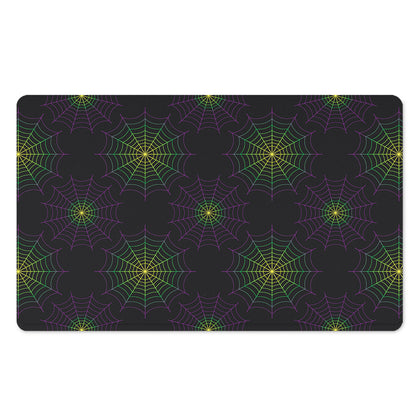 Purple And Green Spider Web Print Polyester Doormat