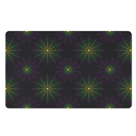 Purple And Green Spider Web Print Polyester Doormat