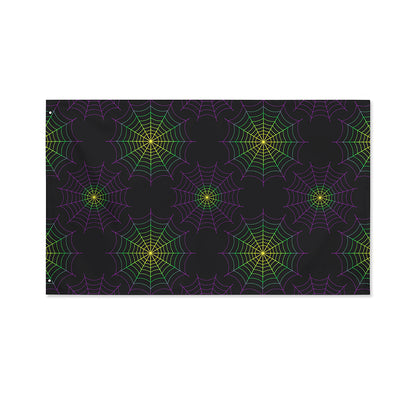 Purple And Green Spider Web Print Polyester Flag