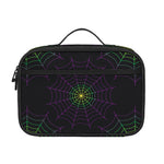 Purple And Green Spider Web Print Portable Lunch Bag