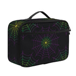 Purple And Green Spider Web Print Portable Lunch Bag