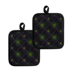 Purple And Green Spider Web Print Pot Holders
