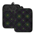 Purple And Green Spider Web Print Pot Holders With Pocket