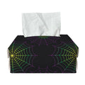 Purple And Green Spider Web Print Rectangle Tissue Box Cover
