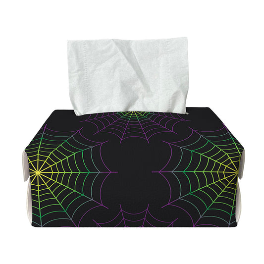 Purple And Green Spider Web Print Rectangle Tissue Box Cover