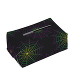 Purple And Green Spider Web Print Rectangle Tissue Box Cover