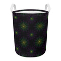 Purple And Green Spider Web Print Round Laundry Basket